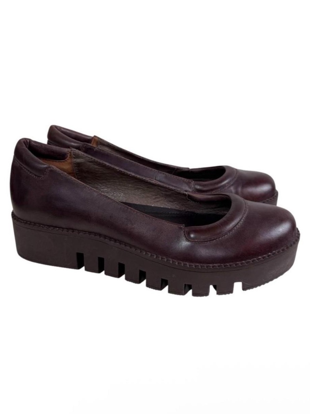 RARE Max studio brown leather platform flats size 8 HTF